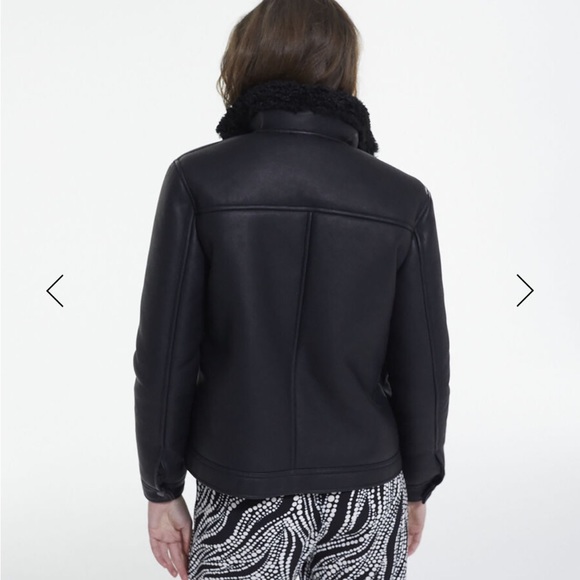 THE KOOPLES BLACK faux fur leather bomber coat jacket nwt sz2 ( medium ) NEW - Picture 7 of 14